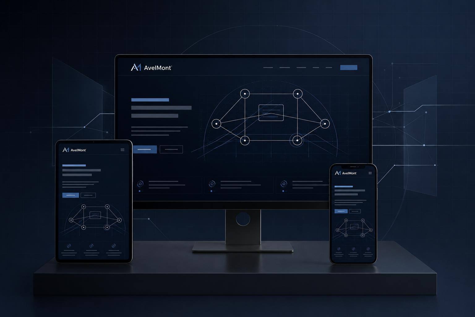 Responsive AvelMont Lösungen auf Desktop, Tablet und Smartphone